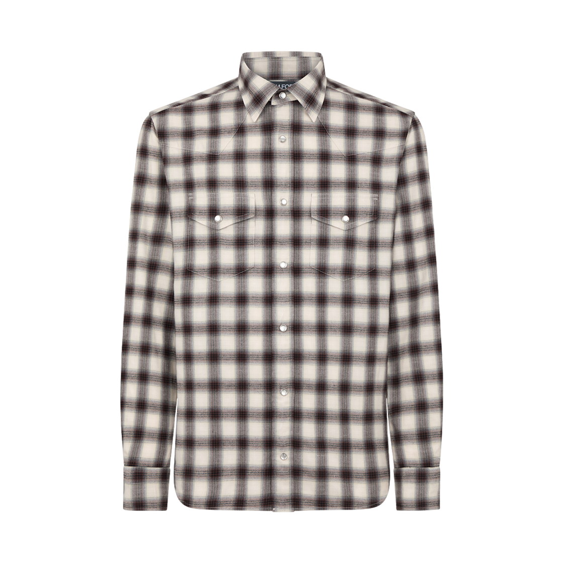 HDS001-FMC241-ZBRAW Tom Ford Check Western Shirt Brown Chalk