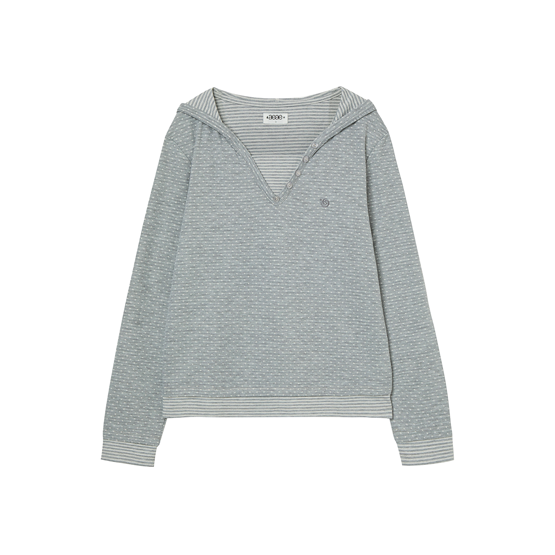 AE45FWHD001LGY AEAE Hooded Henley Neck Tee Light Grey