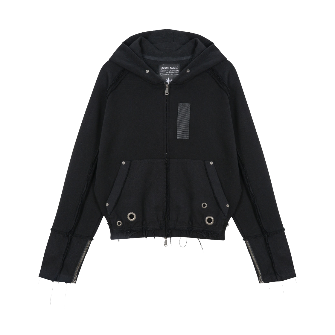 VUK53JHD002BKQQ Vacant Archive Women Hank Hoodie Zip-Up Black