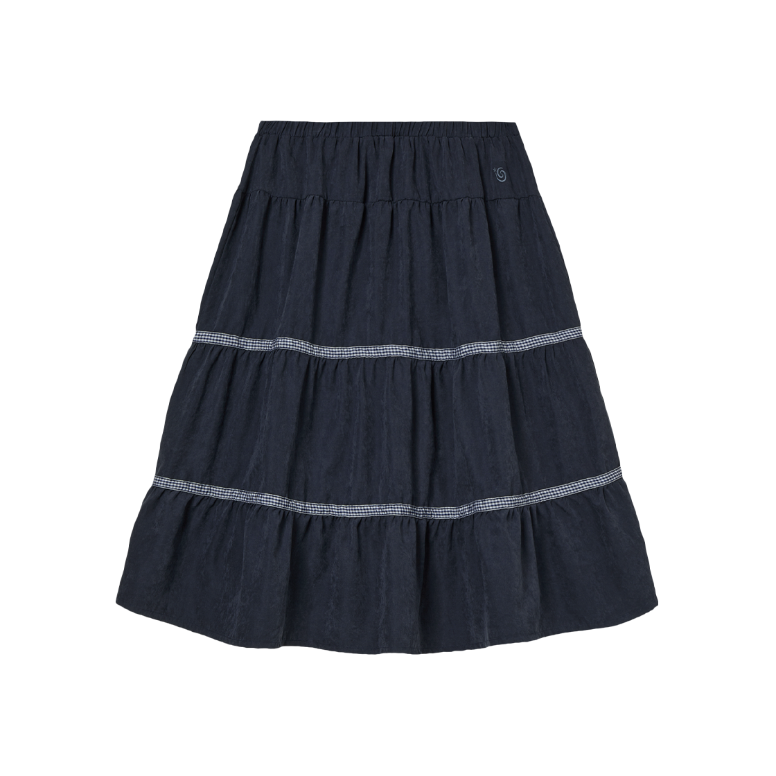 에이이에이이 체크 미디 티어드 스커트 네이비(AEAE Check Midi Tiered Skirt Navy)