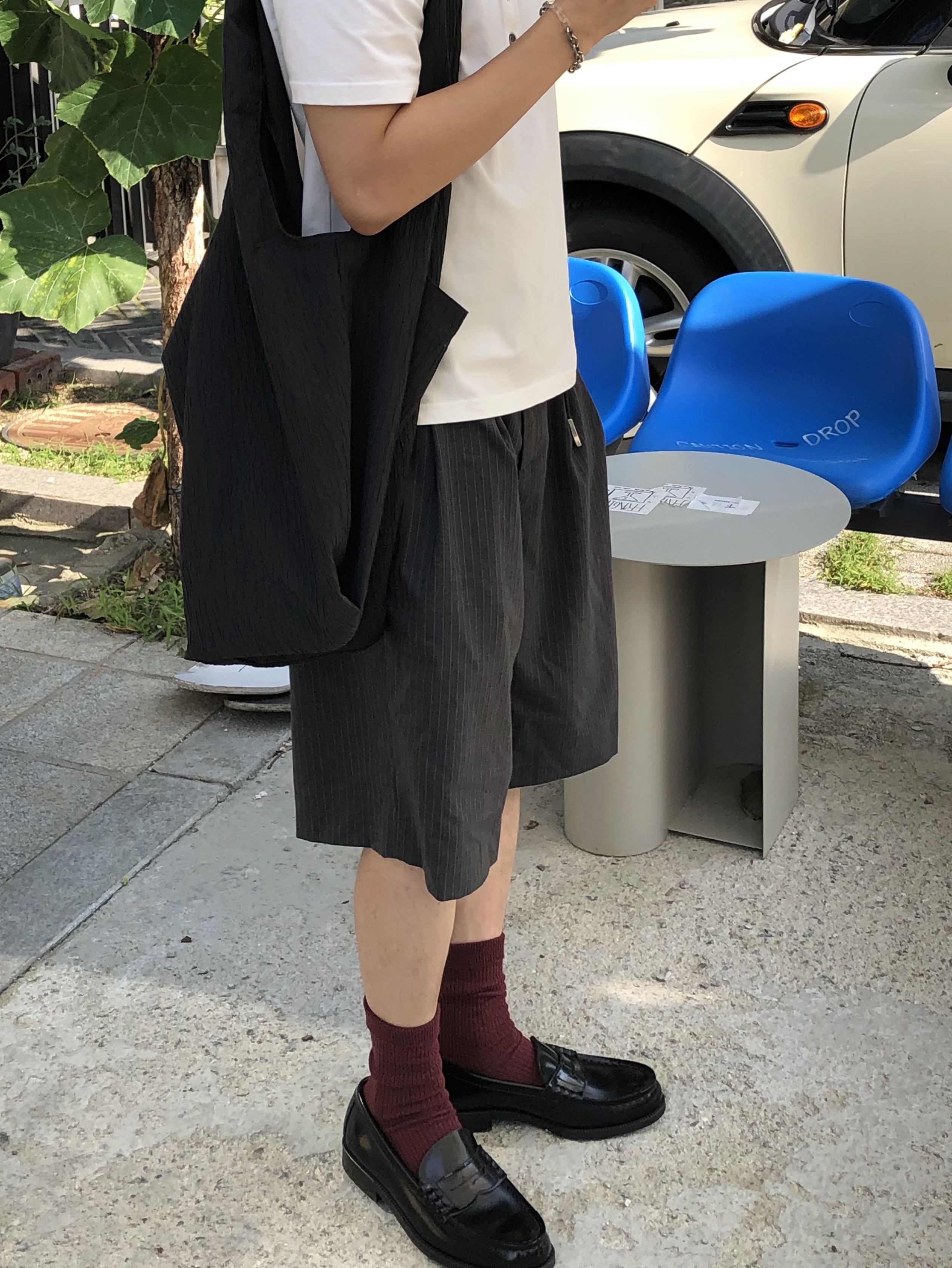 Haruta HS-906 Penny Loafer Black 착용 스타일 - 6