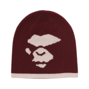 BAPE Mad Face Knit Cap Burgundy