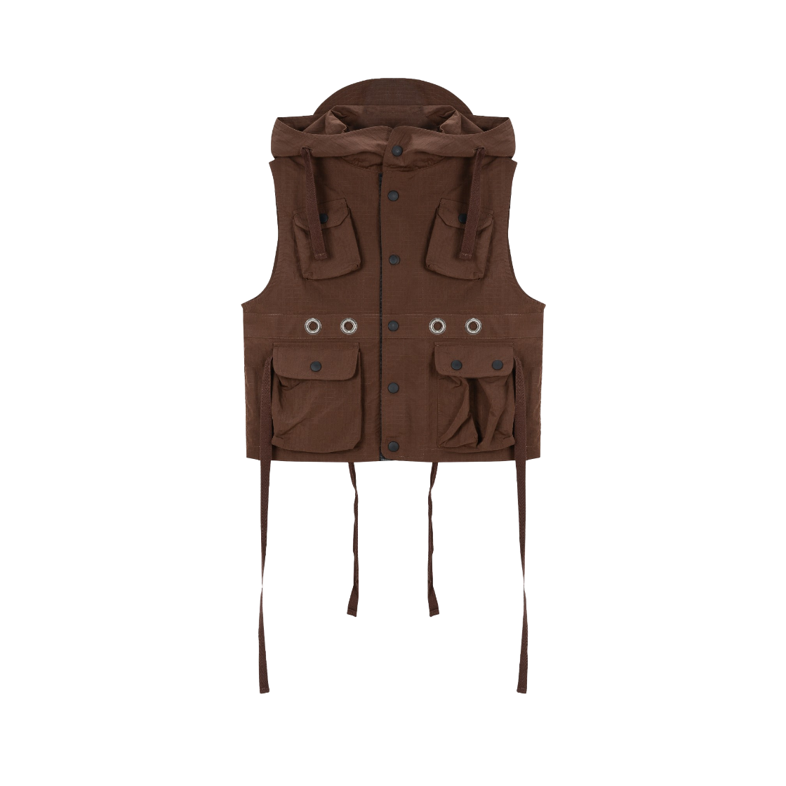 VUK53VVT001BRQQ Vacant Archive Women Brook Cargo Hoodie Vest Brown