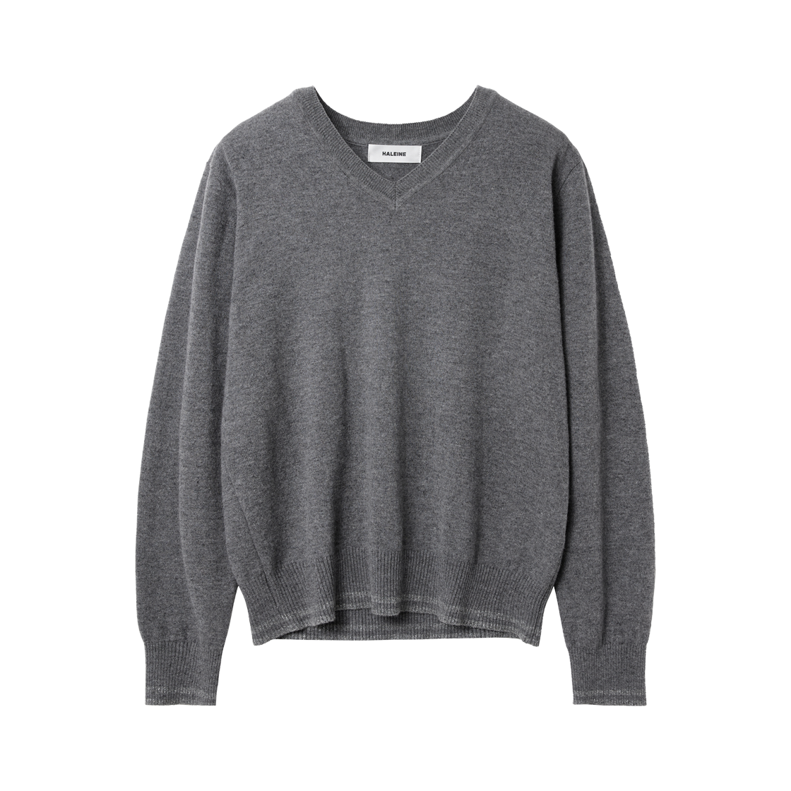 알렌느 메탈릭 트림 브이넥 니트 그레이