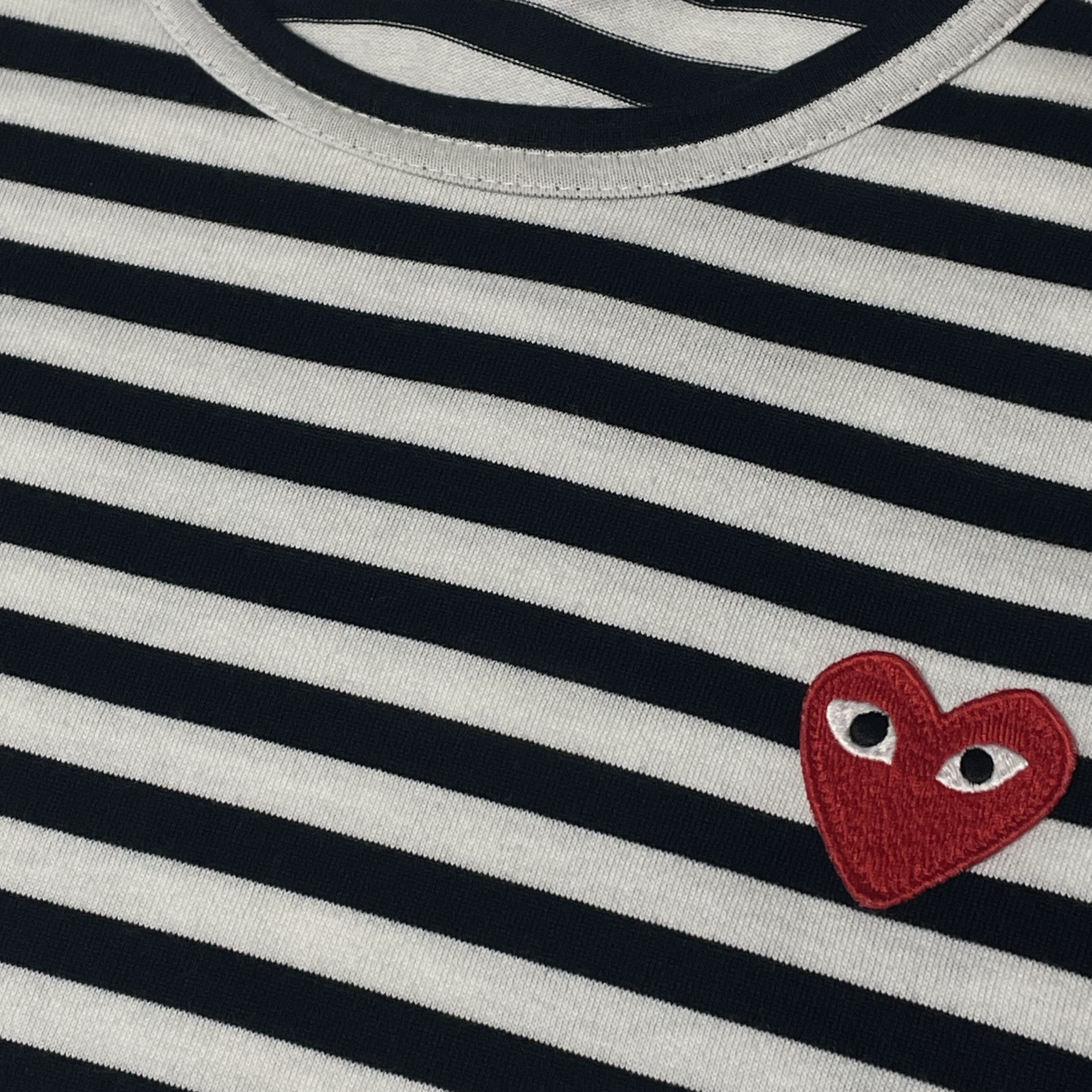 Play Comme des Garcons Striped LS T-Shirt Black White 착용 스타일
