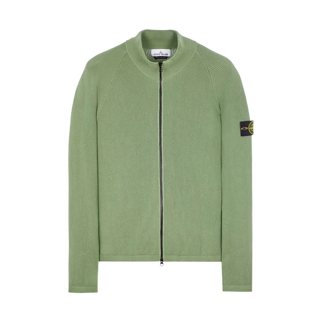 스톤 아일랜드 526D8 립드 소프트 코튼 가디건 니트 세이지 그린 - 23SS(Stone Island 526D8 Ribbed Soft Cotton Cardigan Knit Sage Green - 23SS)