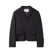 Haleine 4-Button Wool Cropped Blazer Black (WJ336)