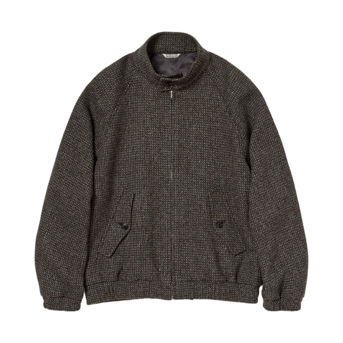 오라리 알파카 울 실크 트위드 집 블루종 그레이 브라운 헤어라인 - 25AW(Auralee Alpaca Wool Silk Tweed Zip Blouson Gray Brown Hairline - 25AW)