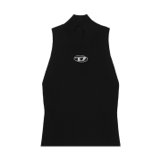(W) Diesel M-Onervax-Top Ribbed Knit Turtleneck Black
