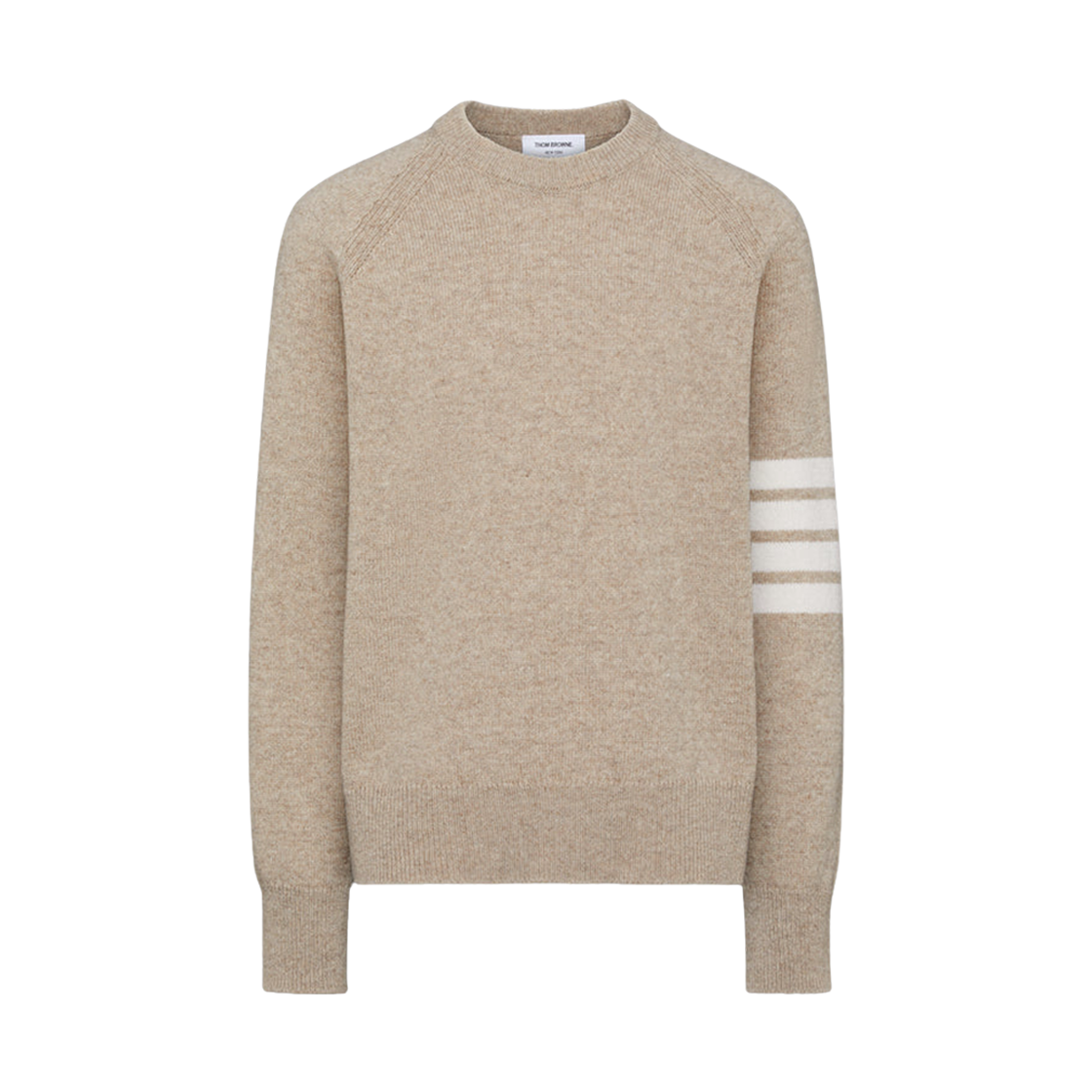 MKA569A-Y1026-250 Thom Browne Shetland Wool 4-Bar Relaxed Fit Pullover Khaki