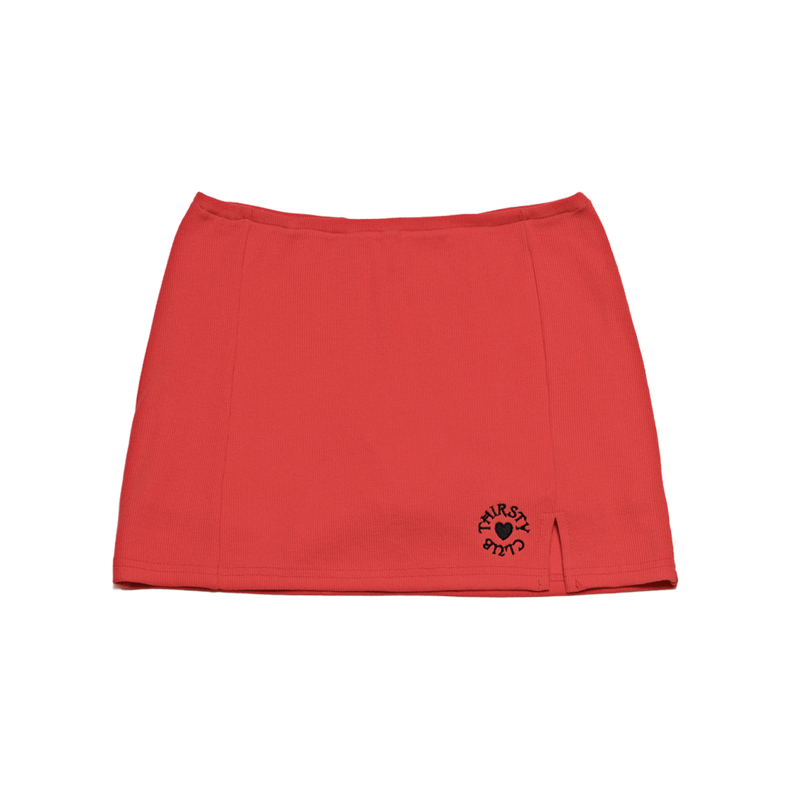 BTSKRLRD01 THIRSTY CLUB Round logo slit skirt pants - Red