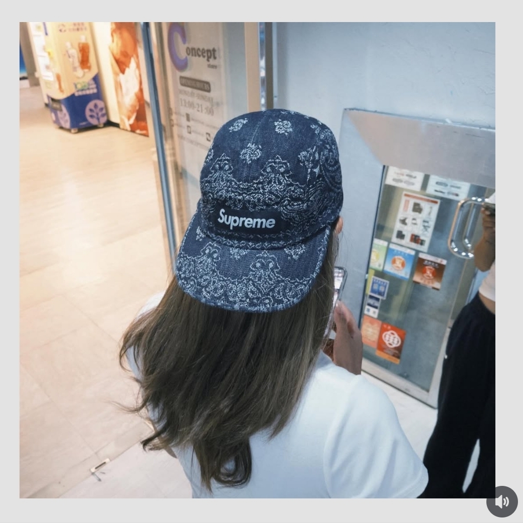 Supreme Bandana Jacquard Denim Camp Cap Blue - 25SS 착용 스타일