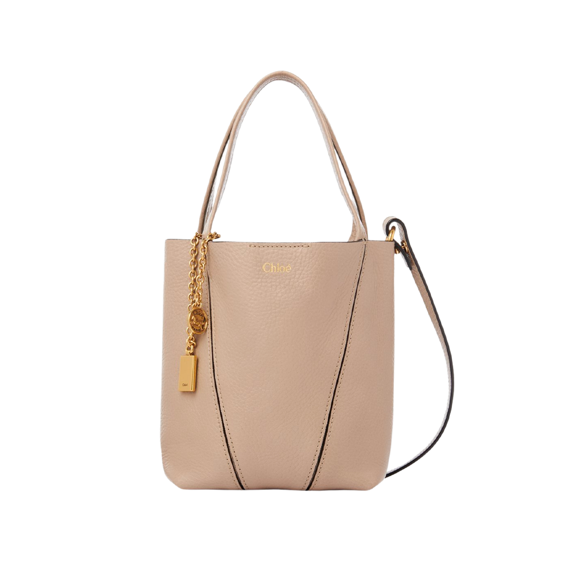 끌로에 그레인드 레더 스핀 스몰 토트백 보이시 브라운(Chloe Spin Small Tote Bag in Grained Leather Boyish Brown) - 1