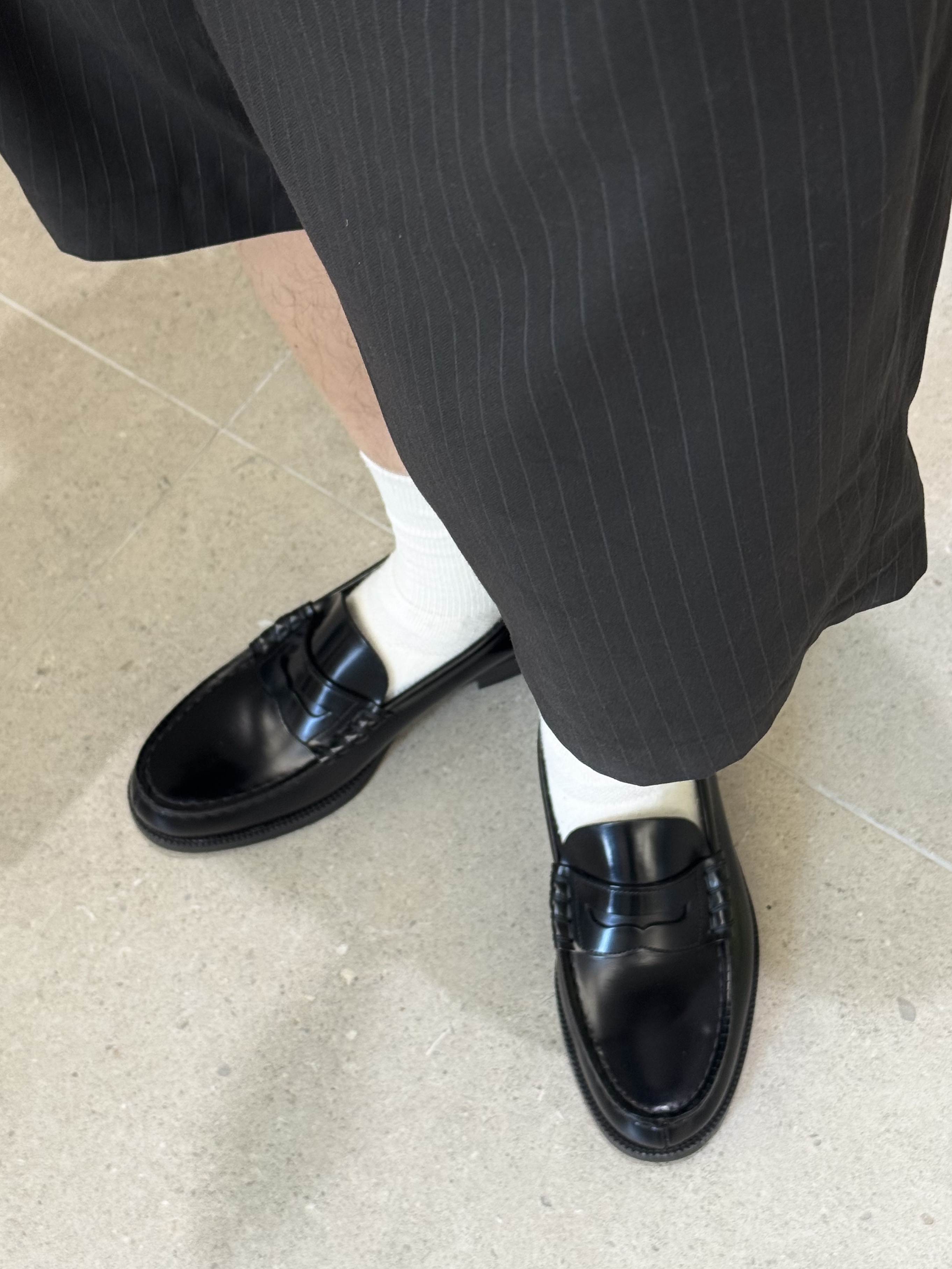 Haruta HS-906 Penny Loafer Black 착용 스타일 - 5