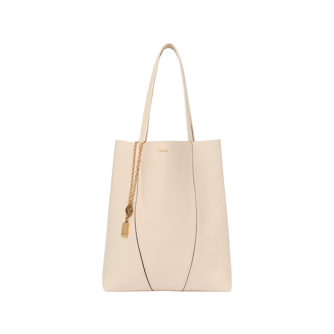CHC25SS811N8424Q Chloe Spin Tote Bag in Grained Leather Sweet Beige