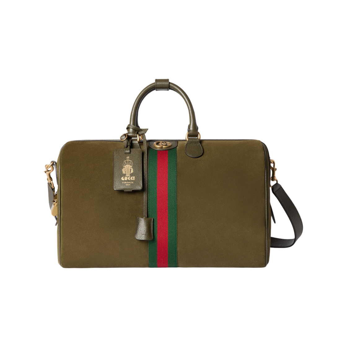 834460-AAE1D-3055 Gucci Savoy Medium Duffel Bag Dark Green