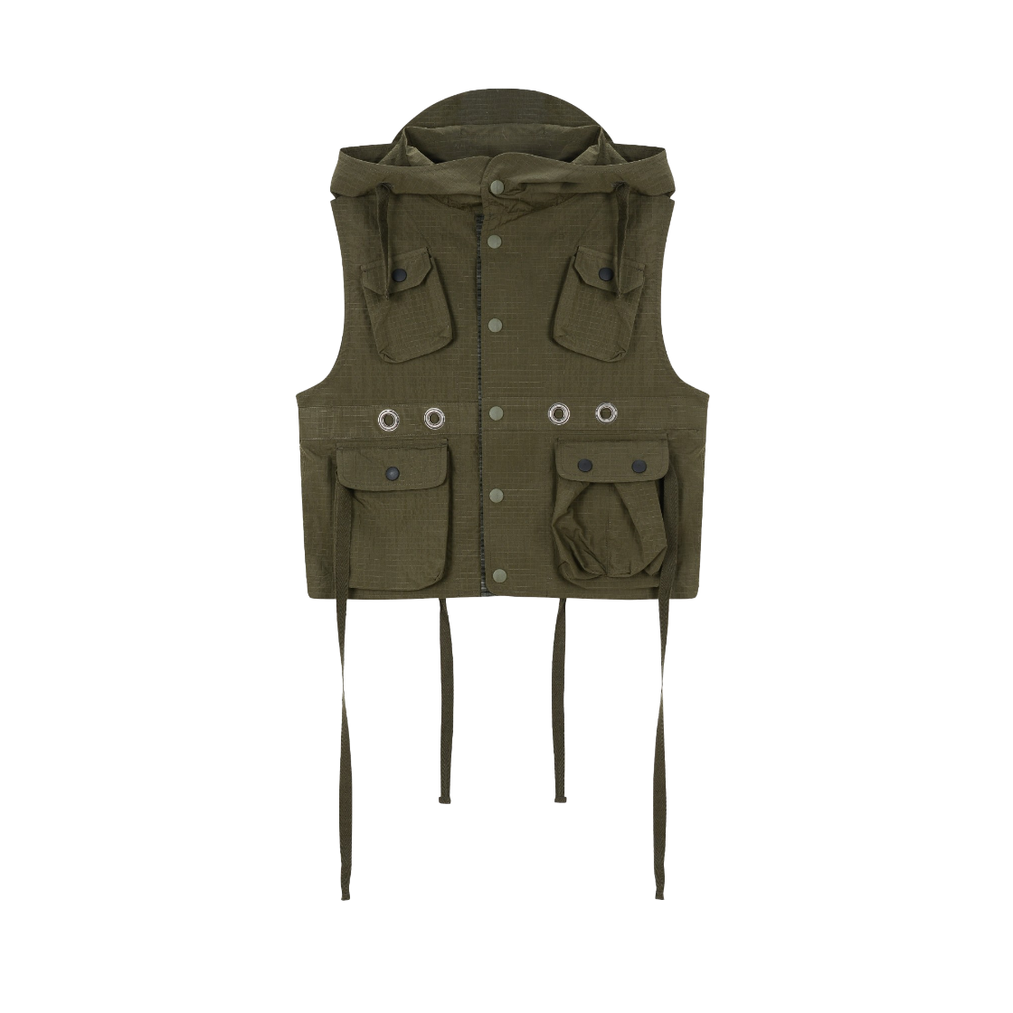 VUK53VVT001KHQQ Vacant Archive Women Brook Cargo Hoodie Vest Khaki