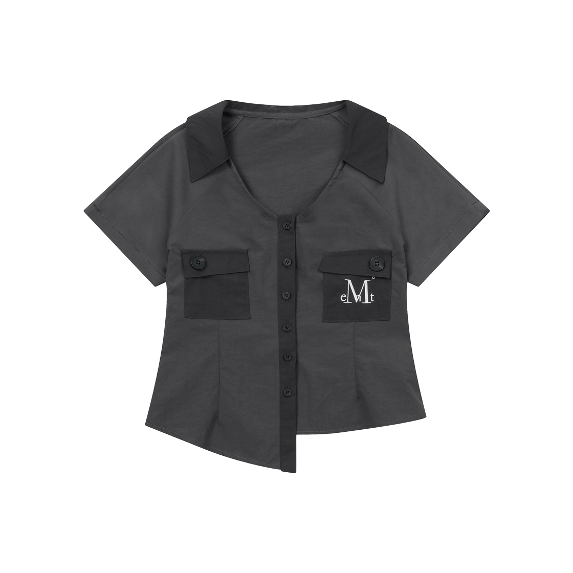 P0000BCX MUCENT Shade Set-Up Pocket Unbalance Shirt Charcoal