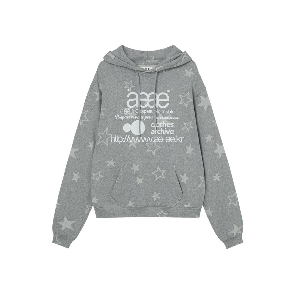AE45FWHD003GRY AEAE Web Logo Star Loosed Hoodie Grey