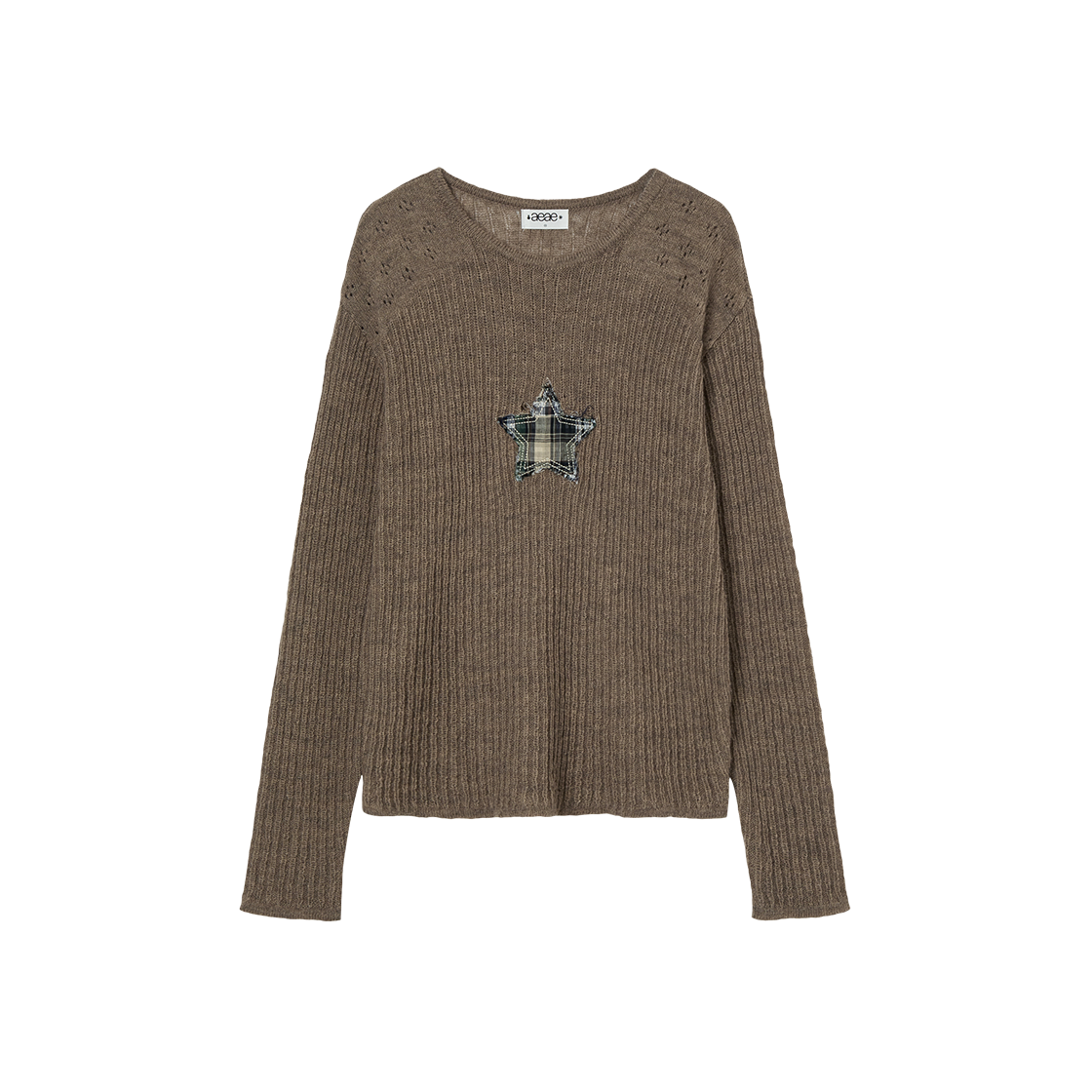 AE45FWKN003BRW AEAE Sheer Applique Knit Brown