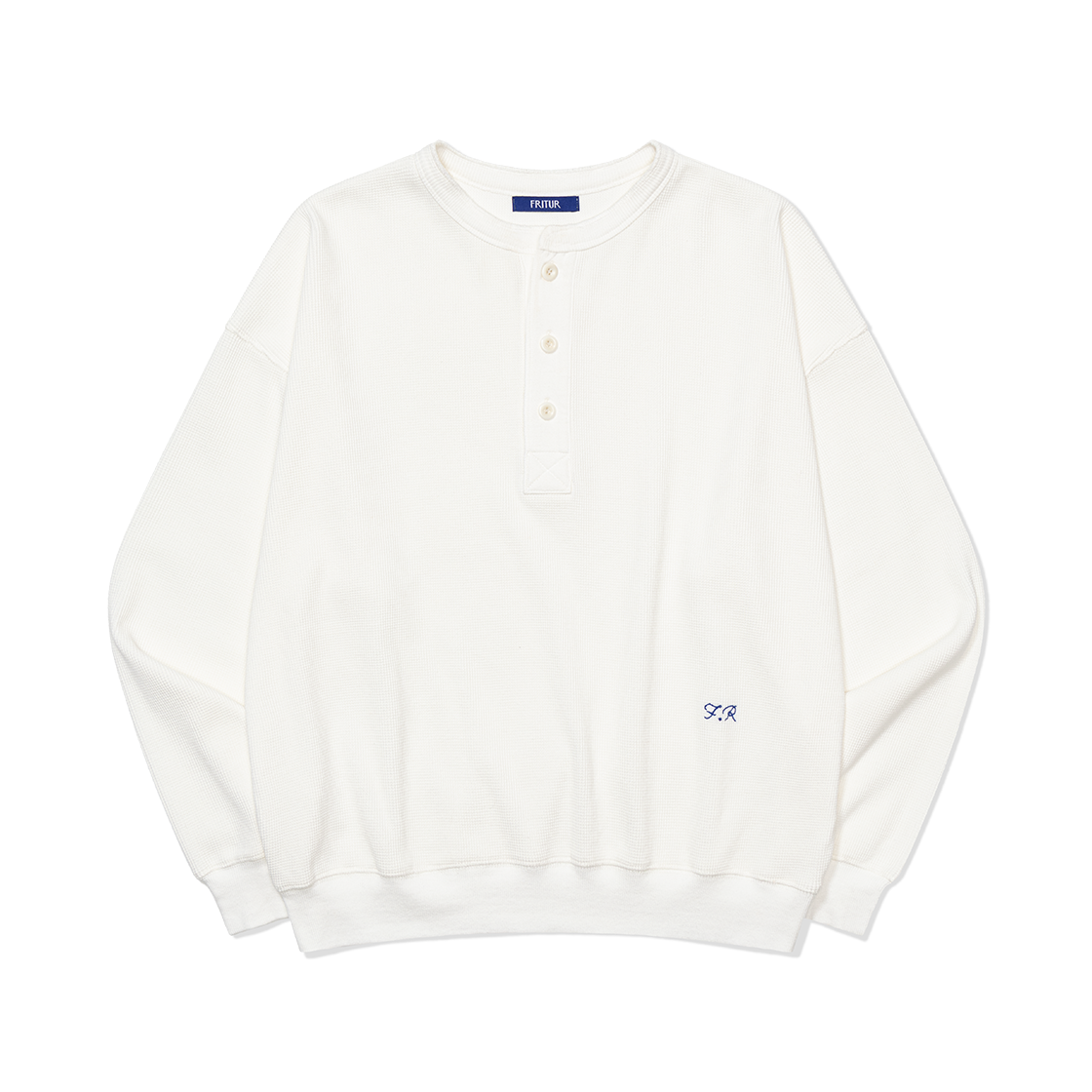 프리터 버튼 와플 스웻셔츠 화이트(FRITUR Button Waffle Sweatshirt White)