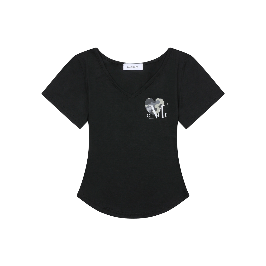 P0000BCW MUCENT Vaint Heart Camo V-neck Half T (3Color) Black