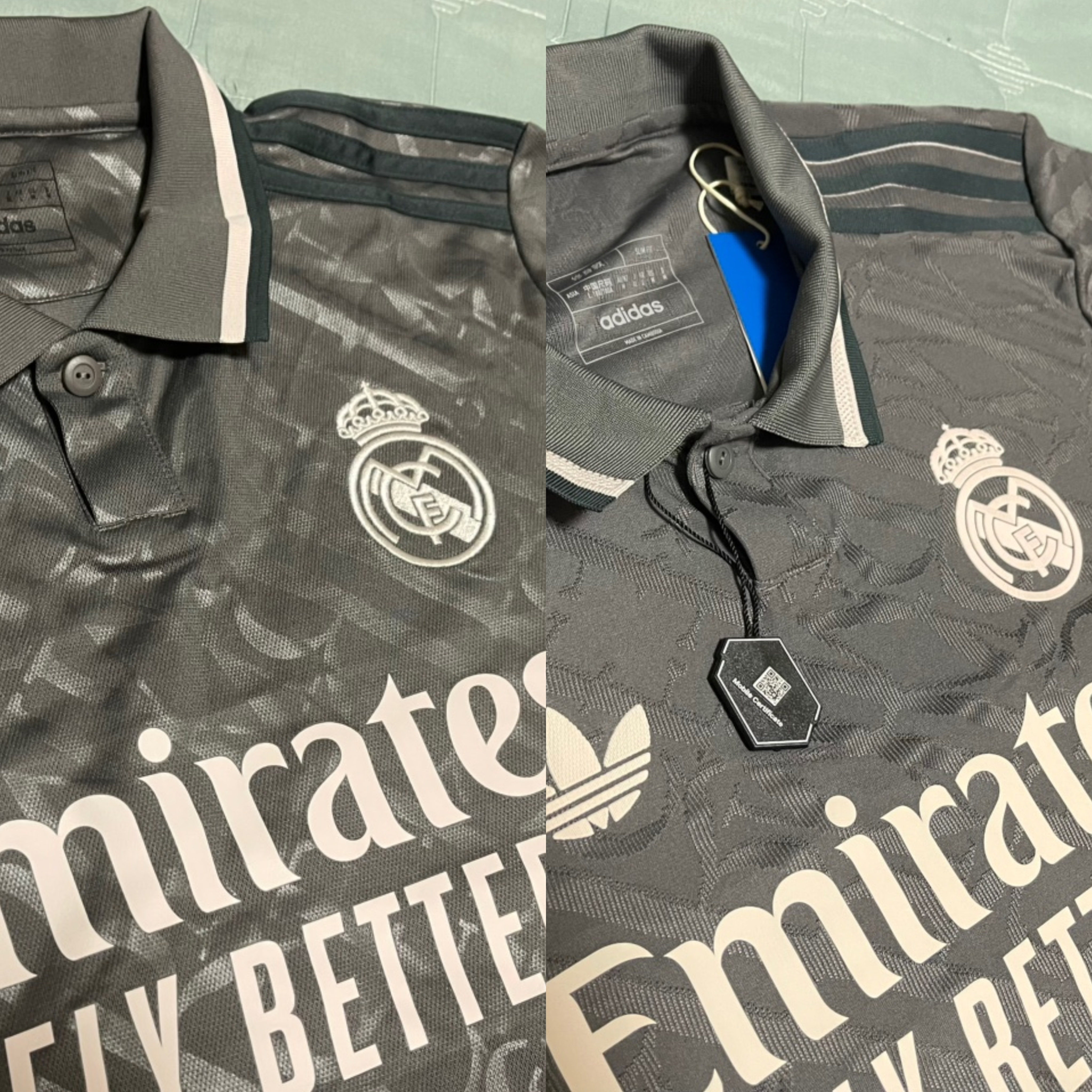 Adidas Real Madrid 2024/25 3rd Jersey Charcoal - KR Sizing (Non Marking Ver.), Adidas Real Madrid 2024/25 3rd Authentic Jersey Charcoal - KR Sizing (Non Marking Ver.) 착용 스타일