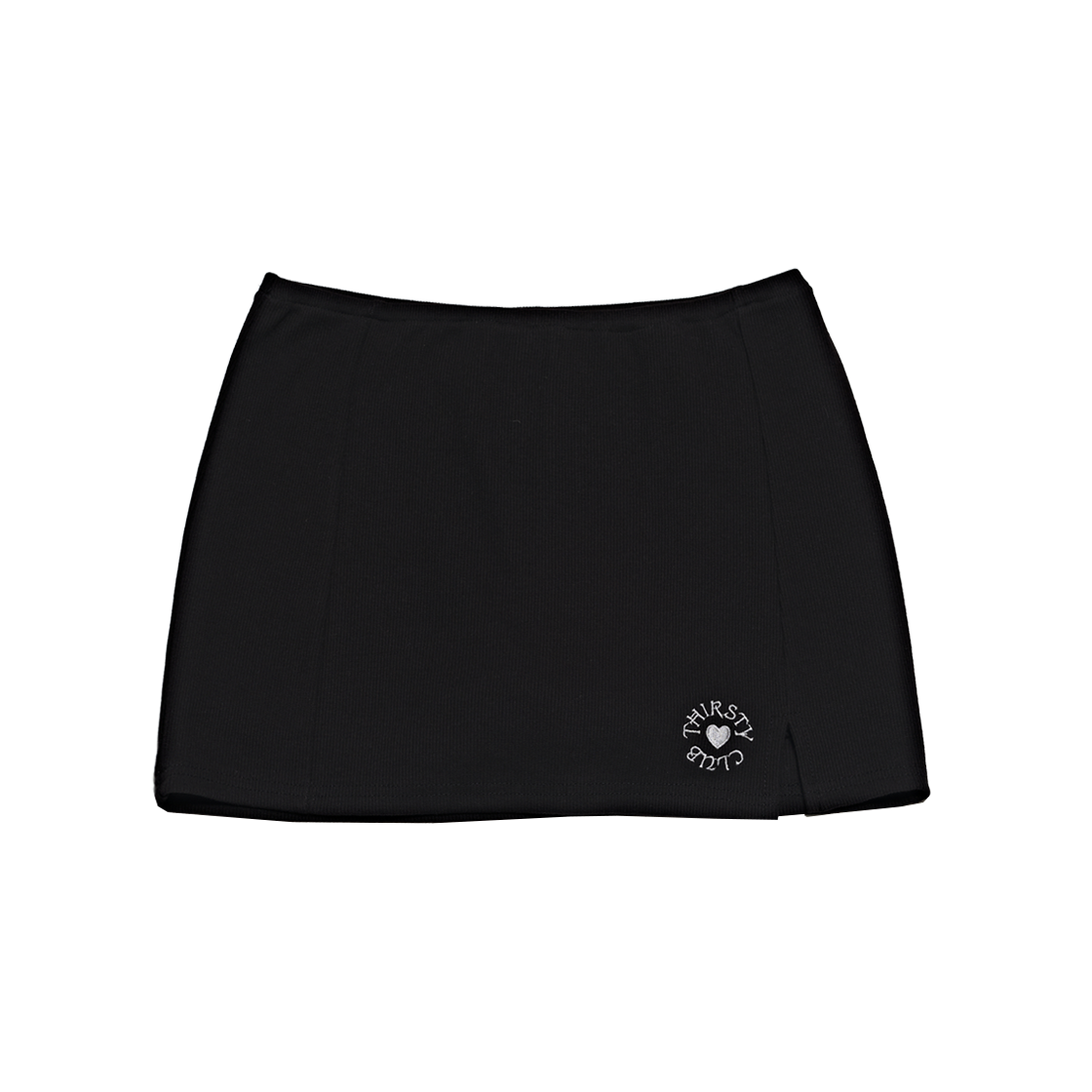 BTSKRLBK01 THIRSTY CLUB Round logo sit skirt pants - Black