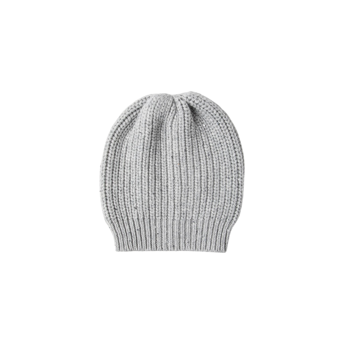 M32373999-CJ072 (W) Brunello Cucinelli Cashmere and Silk Diamond Yarn Knit Beanie Light Grey