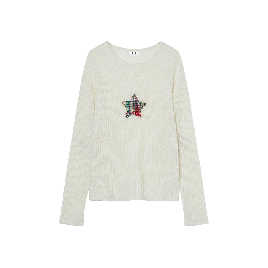 AE45FWKN003IVR AEAE Sheer Applique Knit Ivory