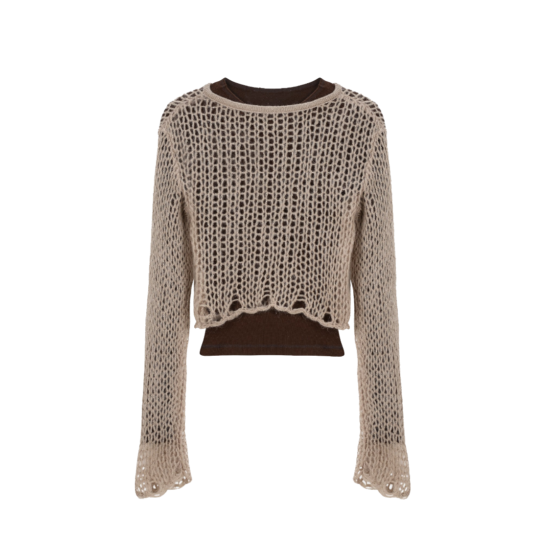 VUK53KPO002BEQQ Vacant Archive Women Guppy Net Layered Knit Beige