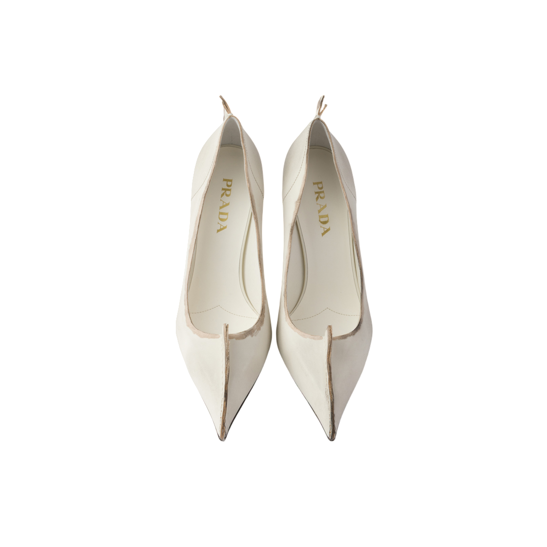 (W) 프라다 앤틱 레더 펌프스 초크 화이트((W) Prada Antiqued Leather Pumps Chalk White) - 3