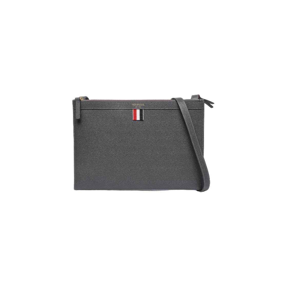 FAP311L-00198-025 Thom Browne Pebble Leather Double Zipper Shoulder Bag Dark Grey