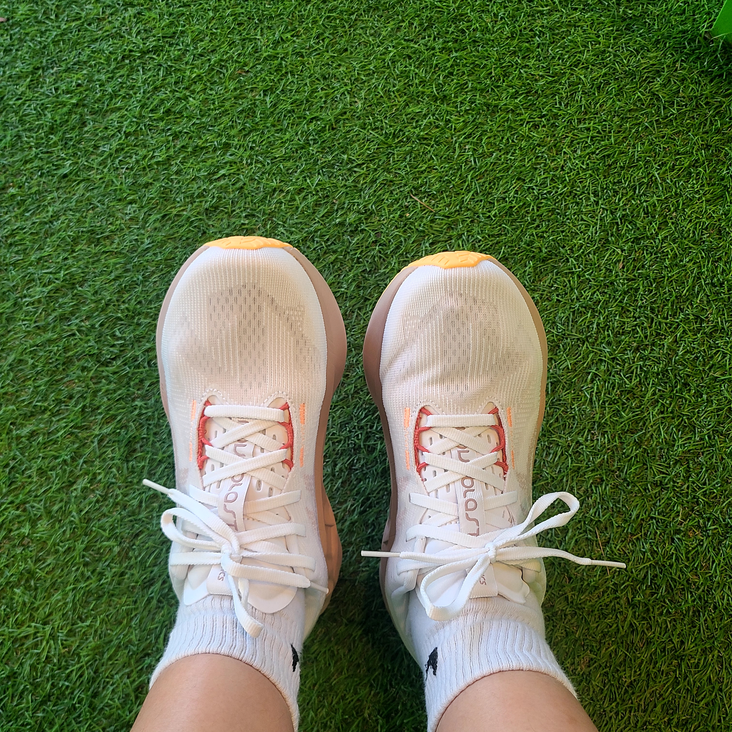 (W) Asics Novablast 5 White Fawn 착용 스타일 - 1