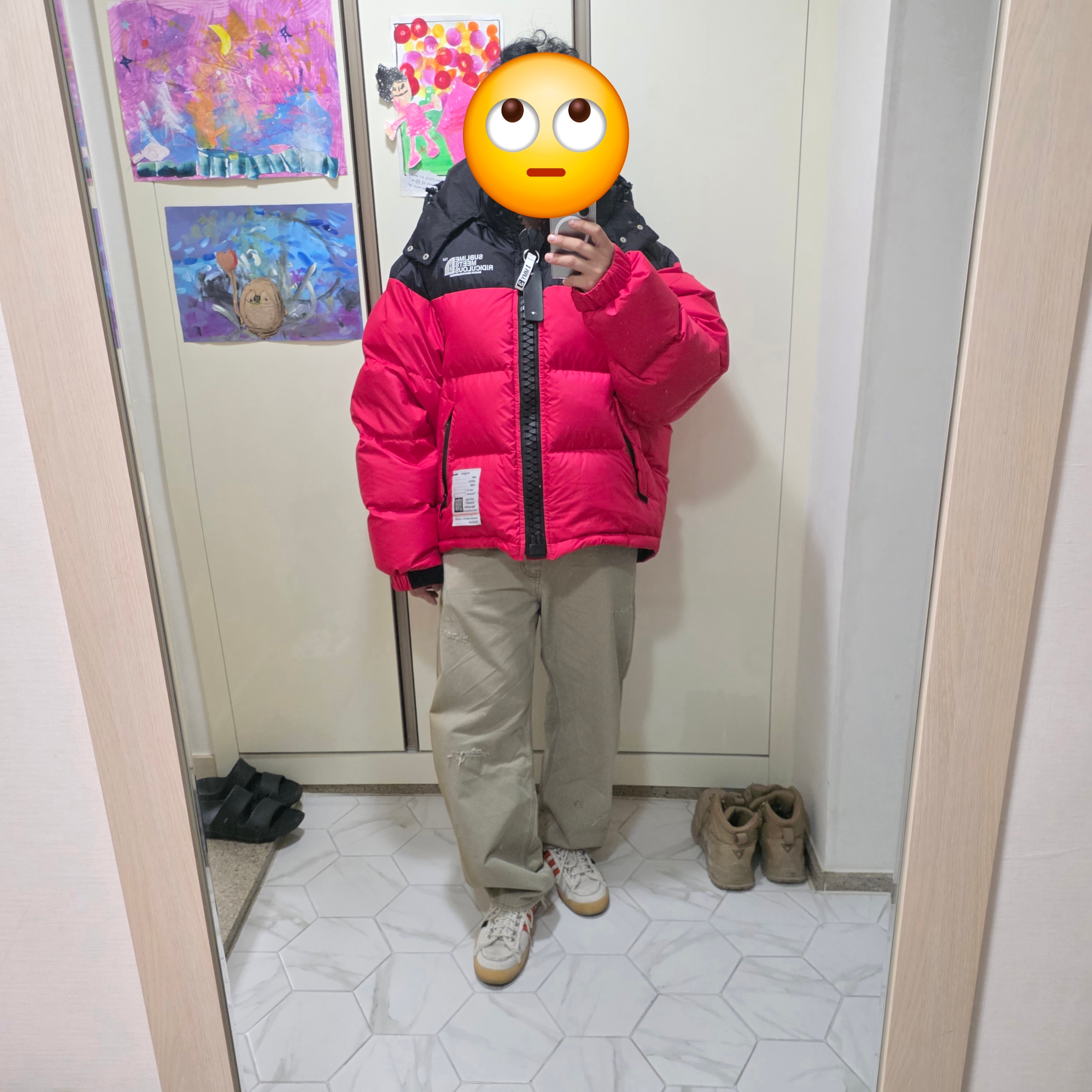 Maison Mihara Yasuhiro Super Big Down Jacket Black 착용 스타일 - 2