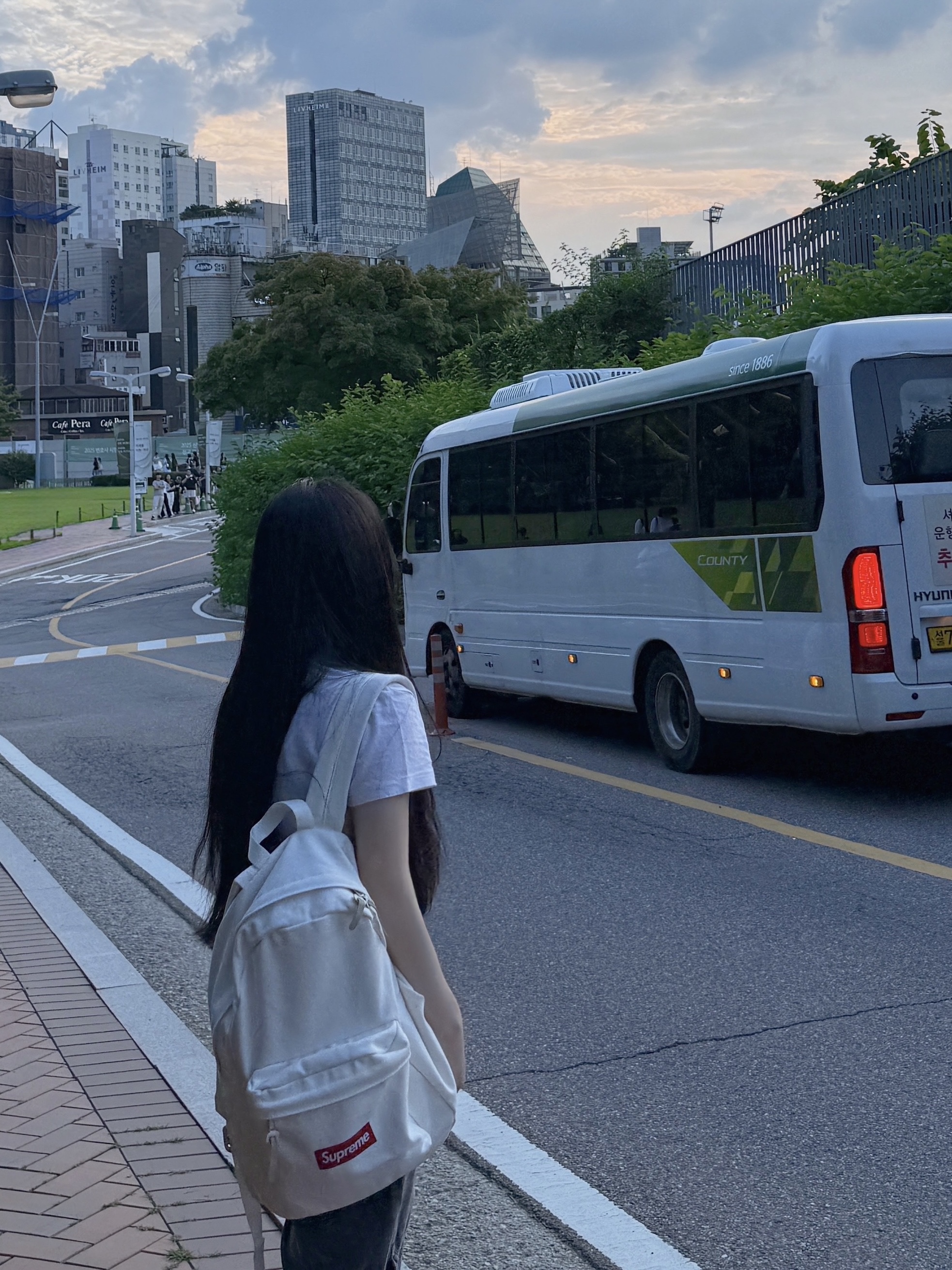 Supreme Canvas Backpack White 착용 스타일
