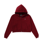 (W) BAPE Pigment Dyed One Point Cropped Zip Hoodie Burgundy