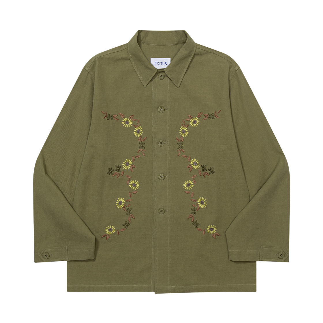 프리터 플라워 자르뎅 엠브로이더리 셔츠 카키(FRITUR Flower Jardin Embroidery Shirt Khaki)
