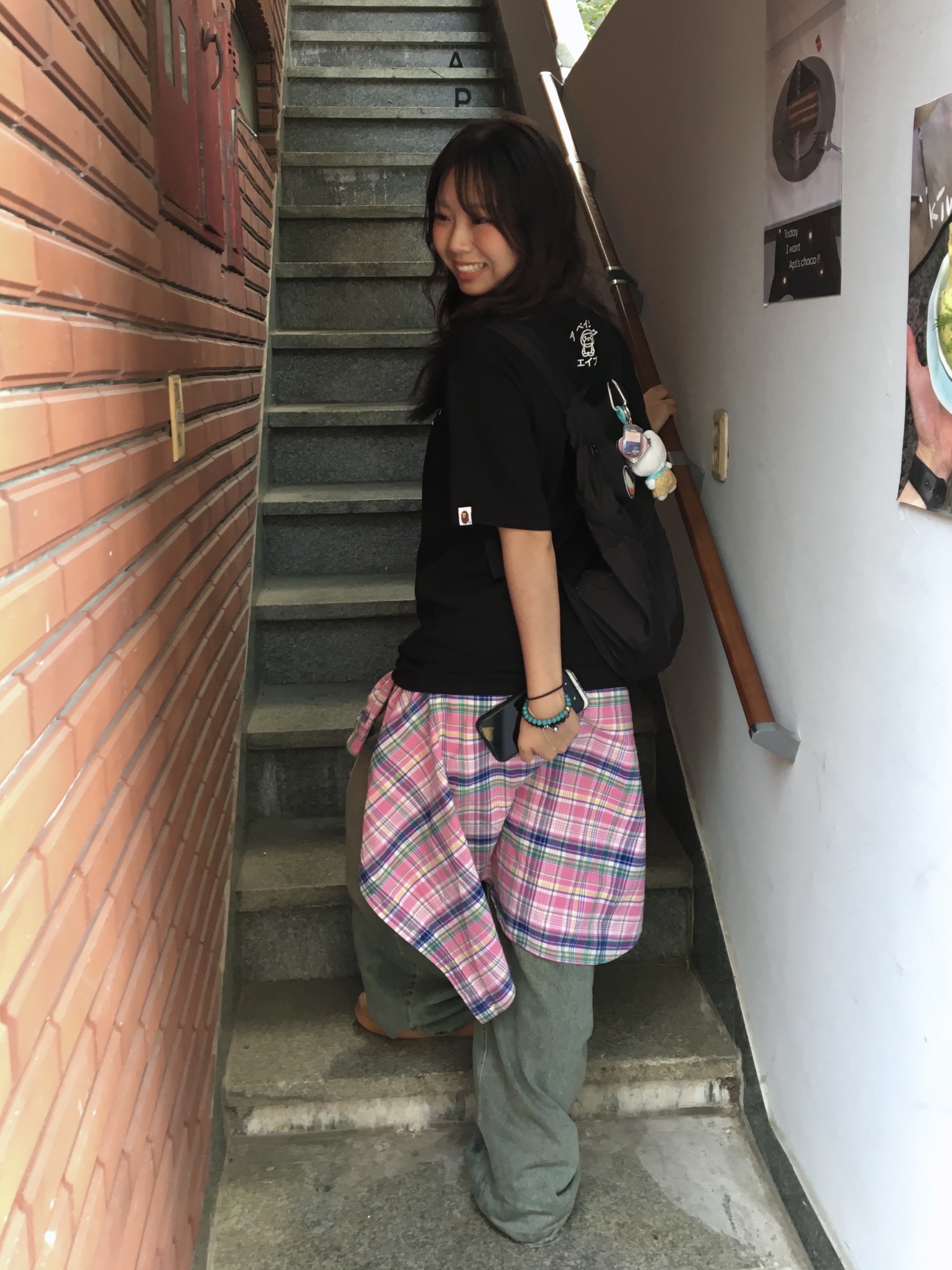 BAPE Baby Milo Katakana College T-Shirt Black, Nike Air Force 1 '07 WB Flax 착용 스타일 - 2