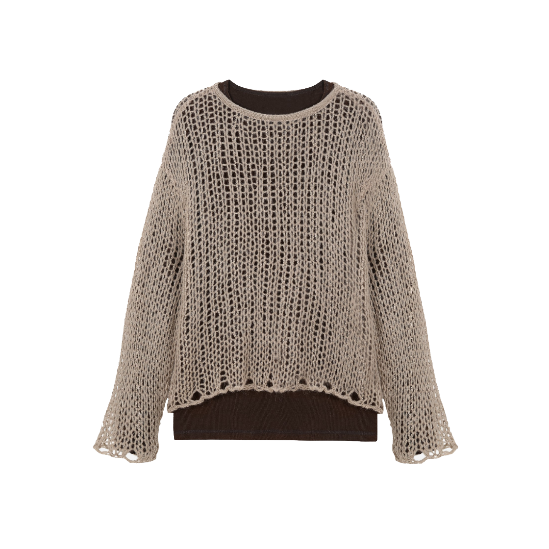 VUK53KPO002BEQQ Vacant Archive Men Guppy Net Layered Knit Beige