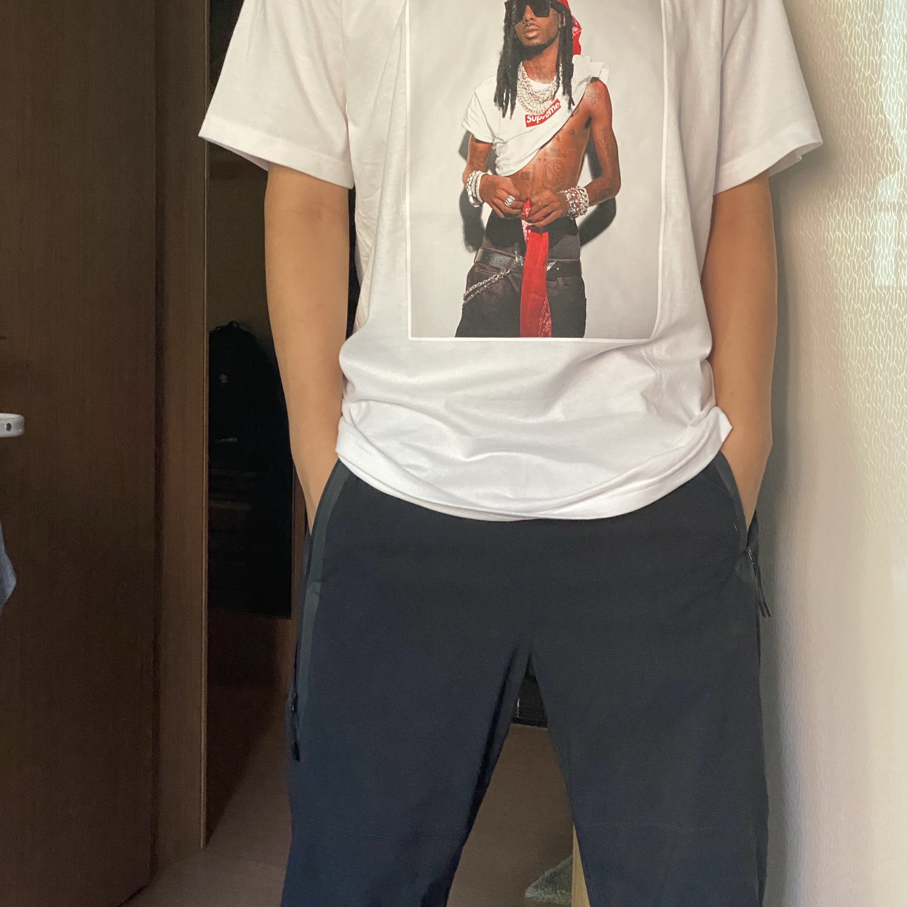 Supreme Playboi Carti T-Shirt White - 25FW 착용 스타일