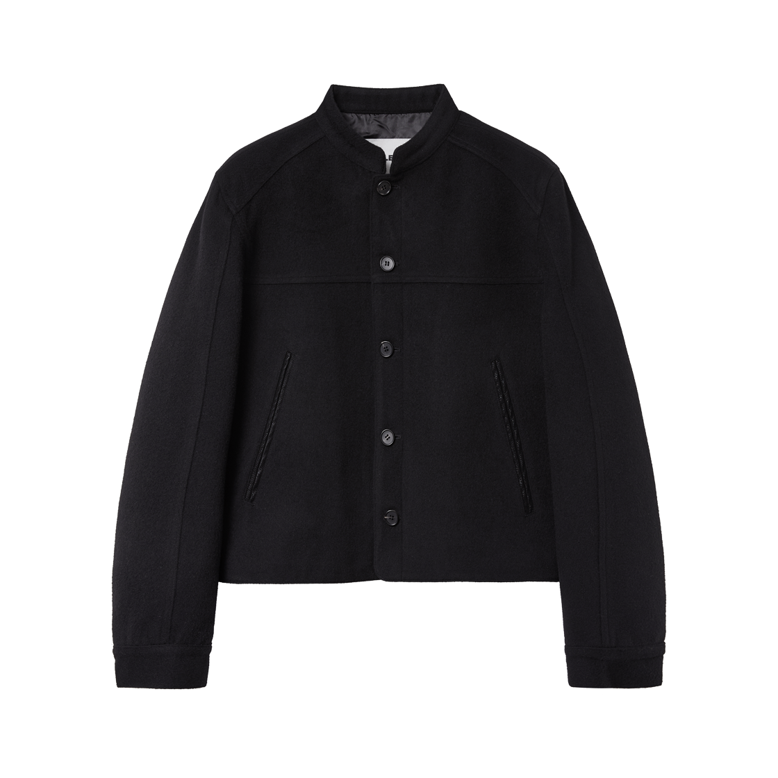 알렌느 스탠드카라 울 크롭드 자켓 블랙