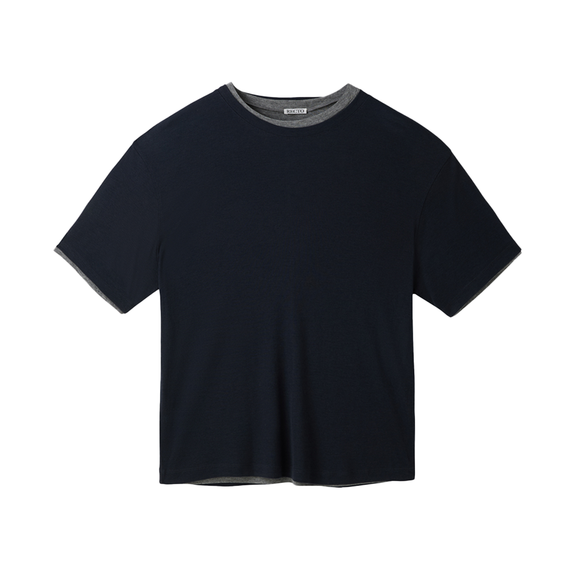RM25WJTP002NV Recto Layered Wool T-Shirt Dark Navy
