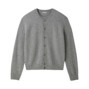 Recto Crew Neck Layered Cardigan Knit Top Melange Grey