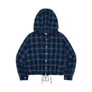 FRITUR Check Hoody Shirt Blue