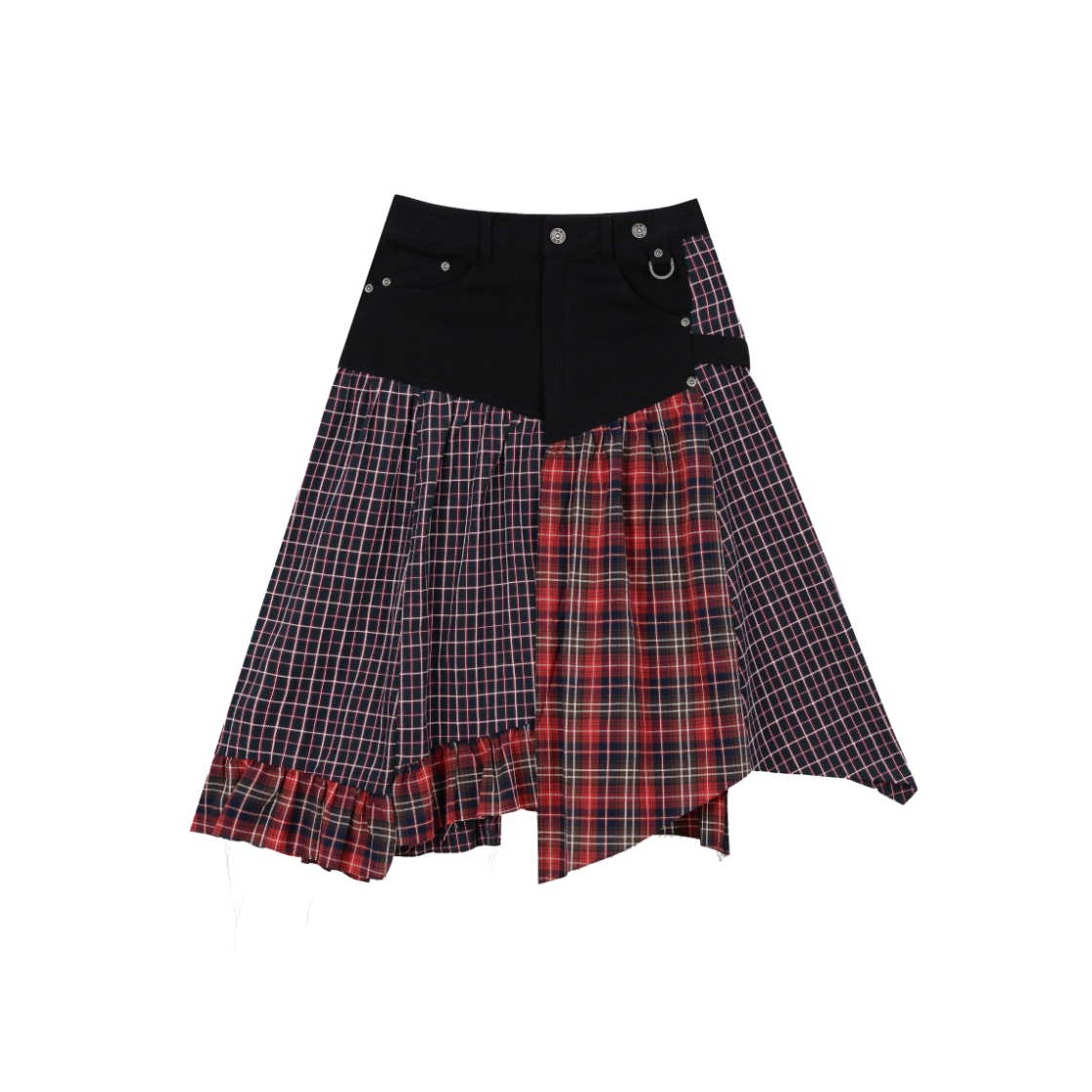 VWK53VSK001BKQQ Vacant Archive Mira Mixed Wrap Skirt Black