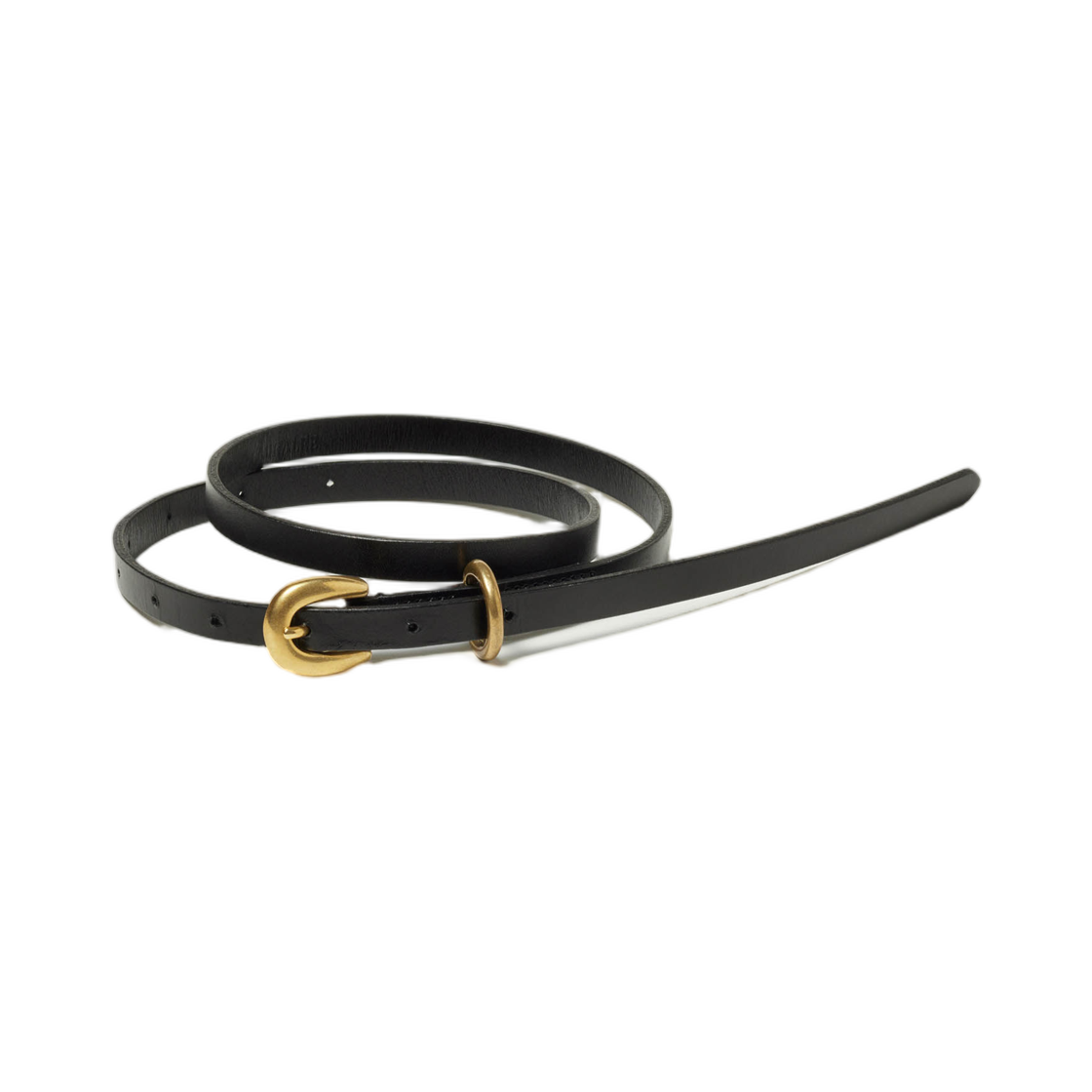 A25AB08RP Auralee Leather Narrow Belt Black