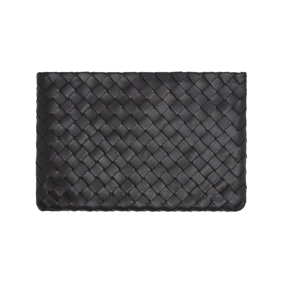 742972VCPP98425 Bottega Veneta Intrecciato Medium Flat Pouch Black