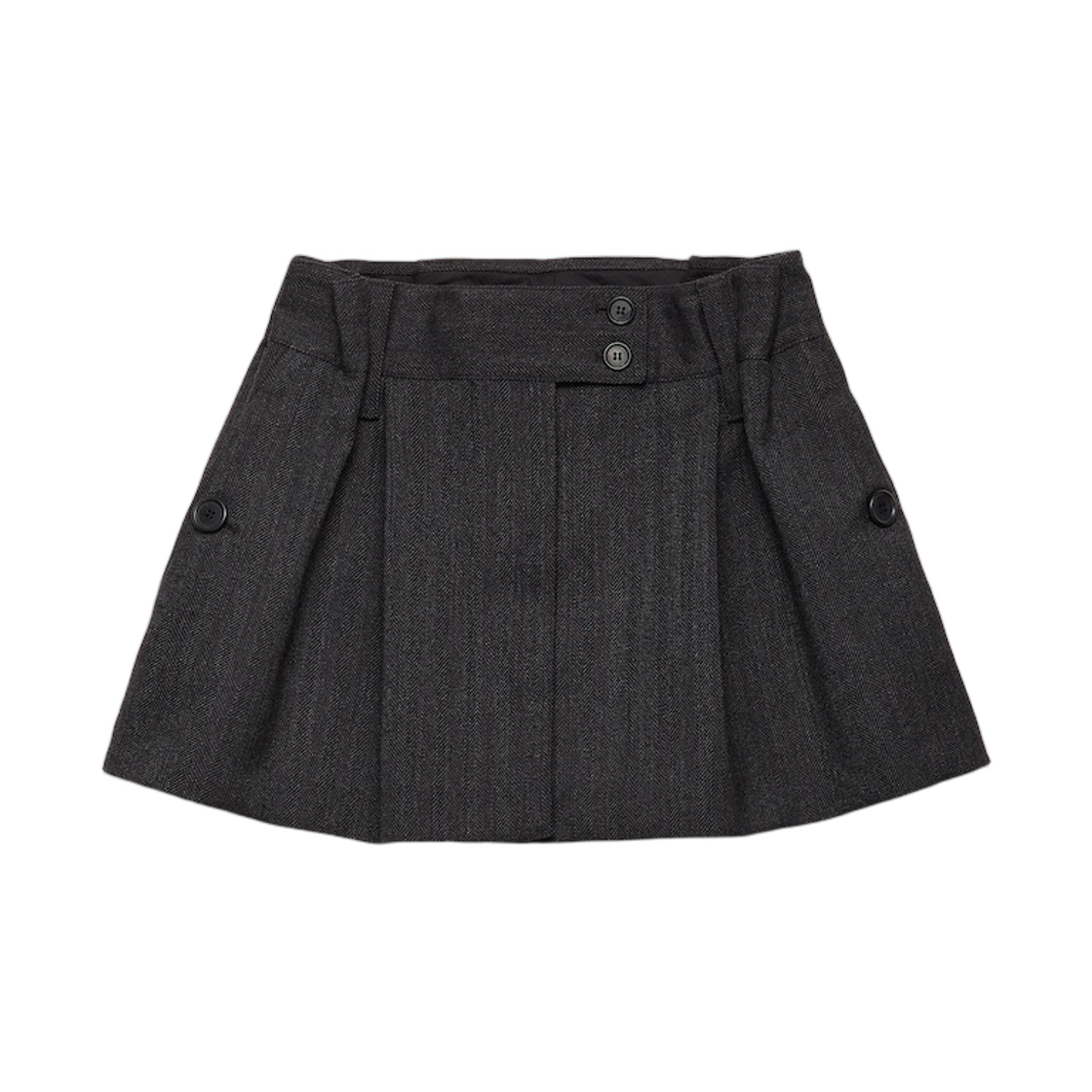 P132ZG-17YU-F0308 (W) Prada Chevron Wool Mini Skirt Anthracite Gray