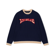YESEYESEE Logo Applique Knit Pullover Navy